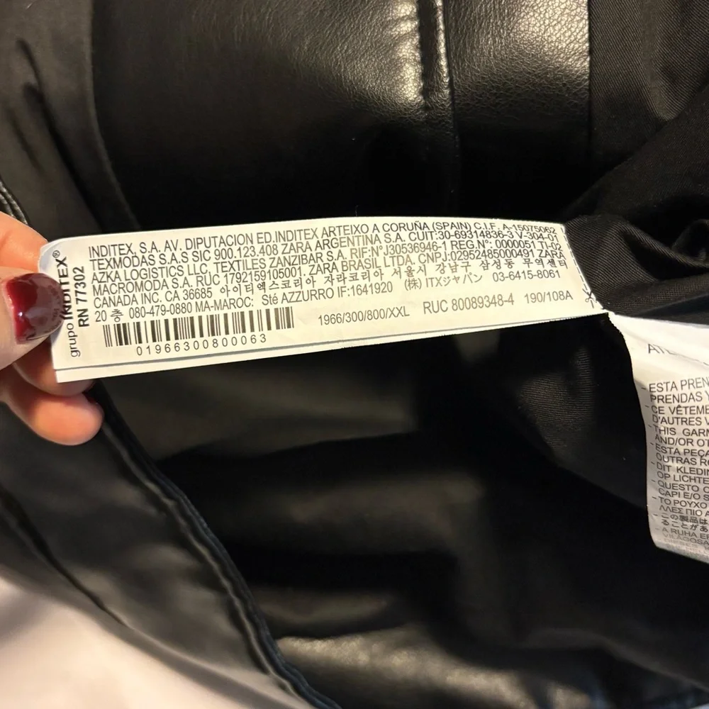 Zara Men's Shiny Black Biker Jacket - Picture 6 of 9